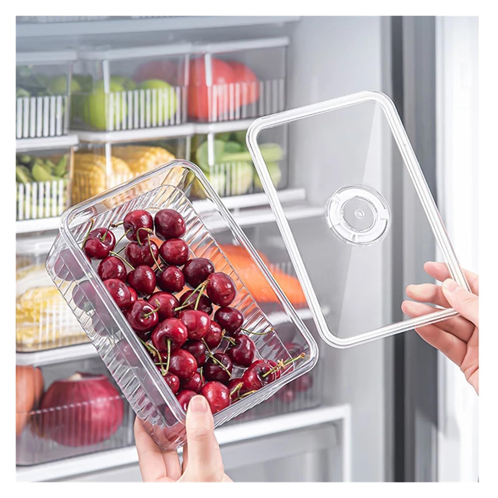 Kühlschrank-Organizer, Lebensmittelaufbewahrungsbehälter, kompatibel for frisches Gemüse, Obstkörbe, Kühlschrankbox, Küche(3pcs)