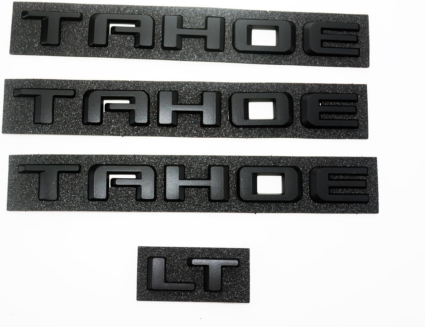Overlay Door Rear Emblem 3D Badge Letters Replacement for 2021+ Tahoe LT 4PCS (Matte Black)