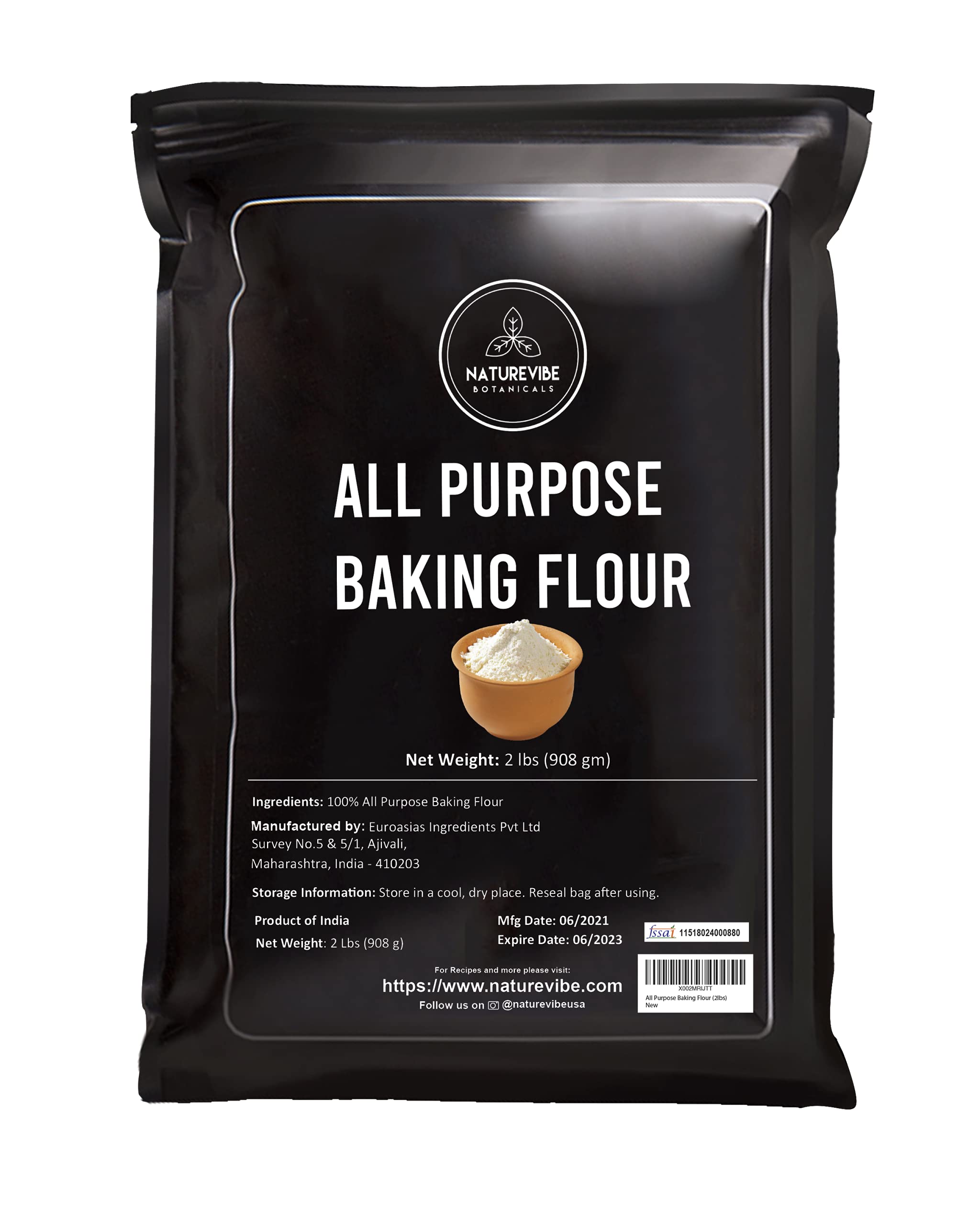 Naturevibe Botanicals All Purpose Flour 2lb Premium Quality | Used for Baking and as Thickener