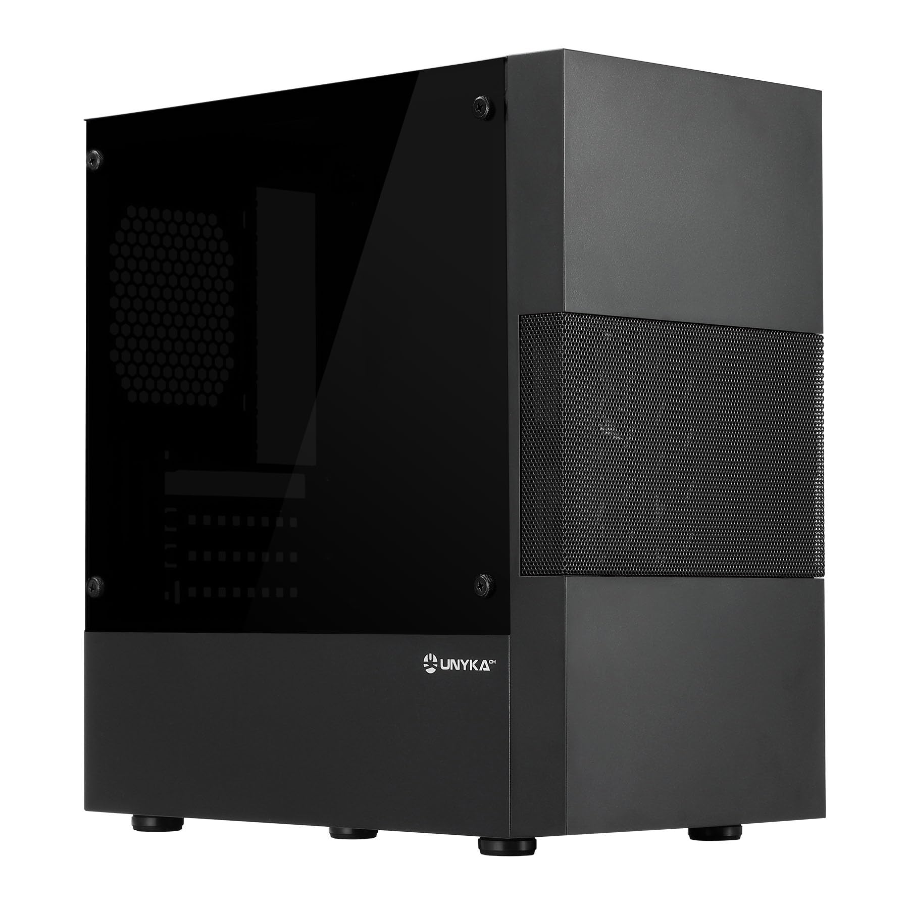 UNYKAch Caja Micro ATX Aero C25, Sección Central de Rejilla, 2 Puertos USB 3.0 y 1 USB 2.0. Incluye Fuente de Alimentación ATX de 500W (máx)