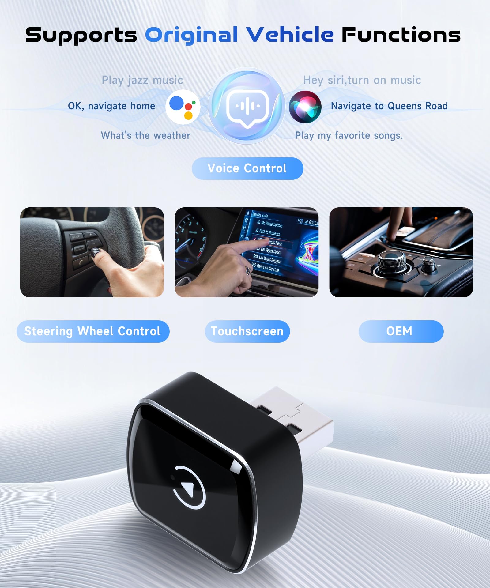 2 IN 1 Senza Fili Carplay e Senza Fili Android Au-to Adattatore, Stick per Convertire Android Auto/Car Play Cablato in Wireless per auto con CarPlay Cablato, Wireless Car Play Adattatore USB/Tipo-C