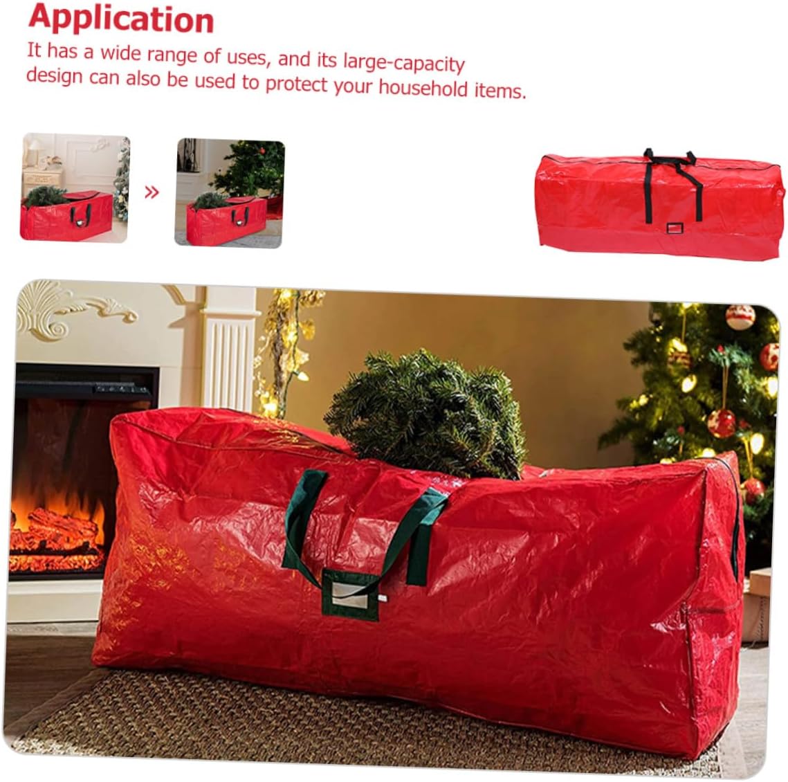 Cabilock Waterproof Christmas Tree Storage Bag with Zipper Handles 165x38x76cm Dustproof Tree Carrier Pouch for Holiday Décor Organization