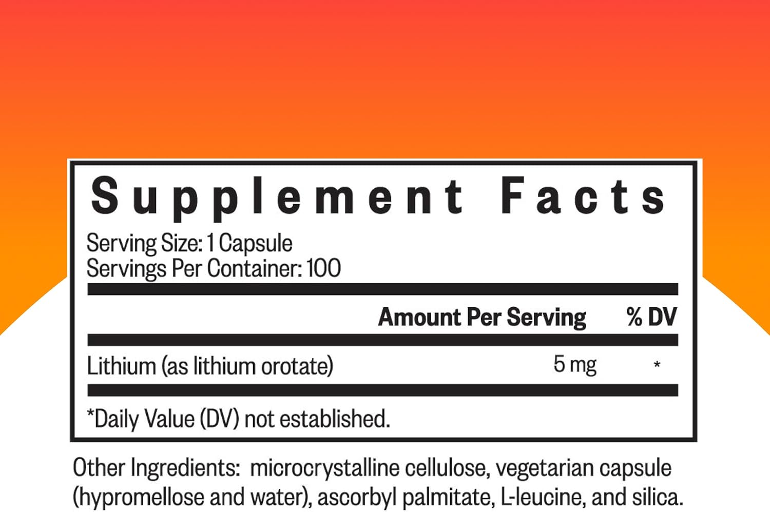 Seeking Health Lithium Orotate - Mineral Supplement Supports Brain Health & Memory - Non-GMO & Gluten-Free Formula with Low Serving of Lithium - 5 mg, 100 Capsules