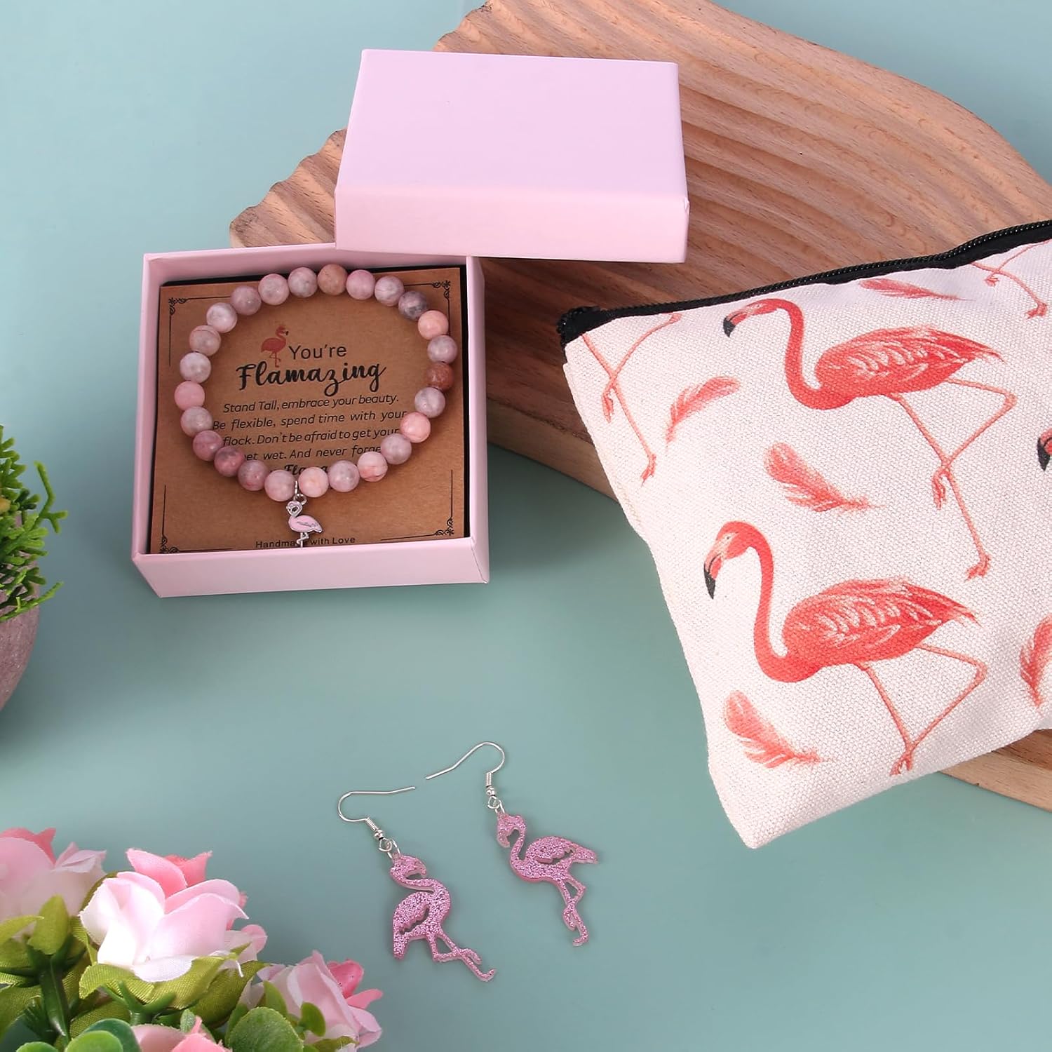 Flamingo Gifts for Women Best Funny Pink Gift for Flamingo Lovers Including Tumbler Mug Makeup Bag Keychain Socks Notepad Candle Earring Brecelet for Birthday Christmas Mothers Day - Image 5