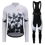 GCRFL Men's Cycling Clothing Set Cycling Jersey Long Sleeve Bicycle Shirt and Bib Pants Breathable Cycling Outfit 3D Padded