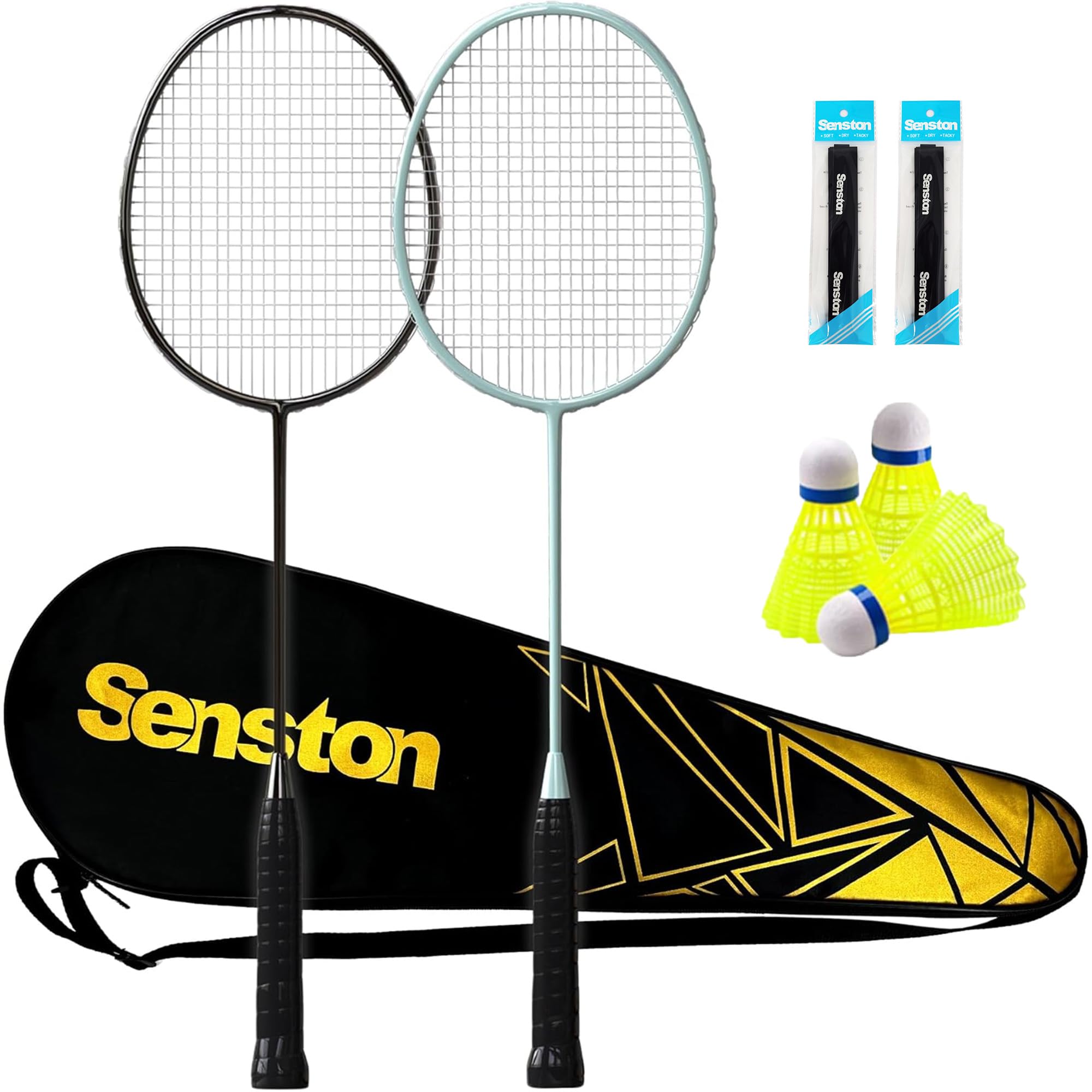 Senston Badminton Racket Set of 2 Lightweight Badminton Rackets Set with 3 Nylon Shuttlecocks for Outdoor, Backyards, Gym, Pack of 2 Black-image-15