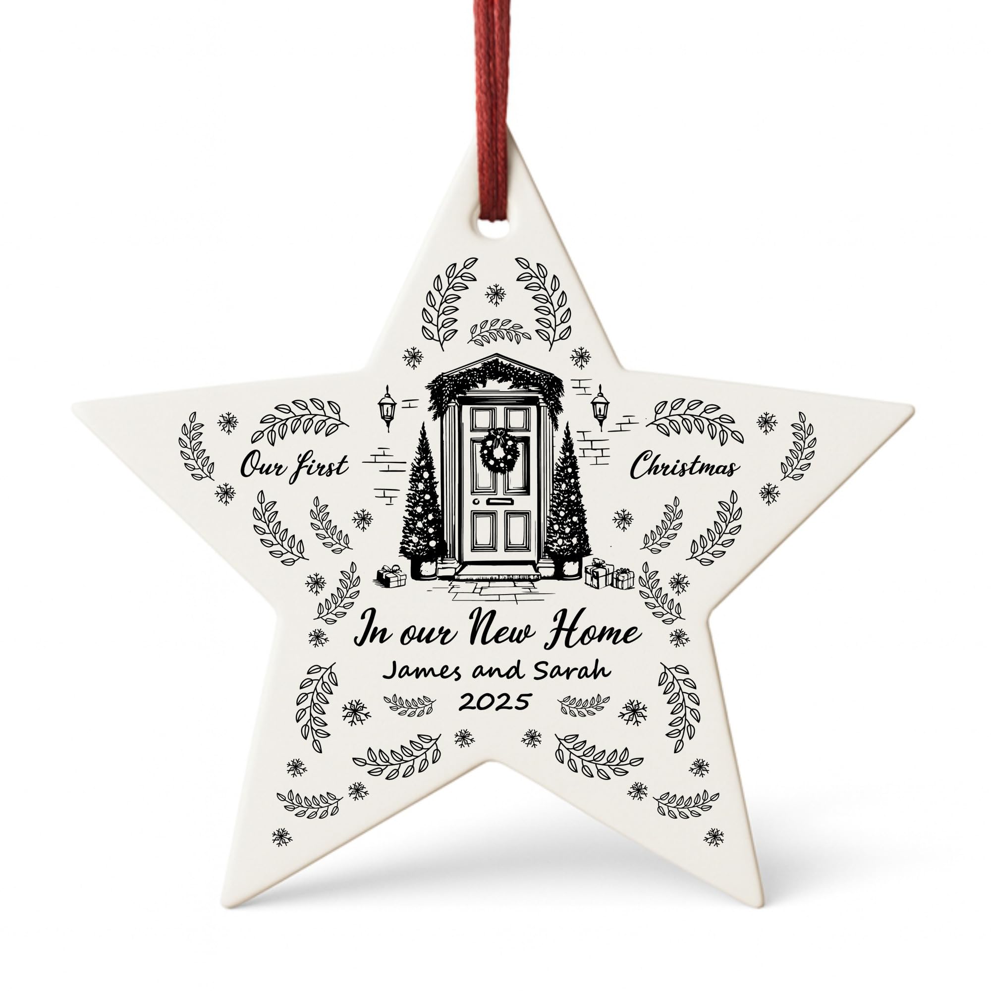 Red Ocean Personalised Our First Christmas In Our New Home Bauble Acrylic Star For Christmas Tree For Couple Family Friend New Home Ornament Keepsake