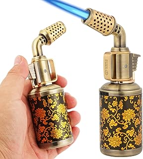 Soplete de butano profesional para cocina con bloqueo de seguridad, ajustable, recargable, multiuso, recargable, barbacoa, hornear, crema Brulee, manualidades y soldadura (gas butano no incluido)
