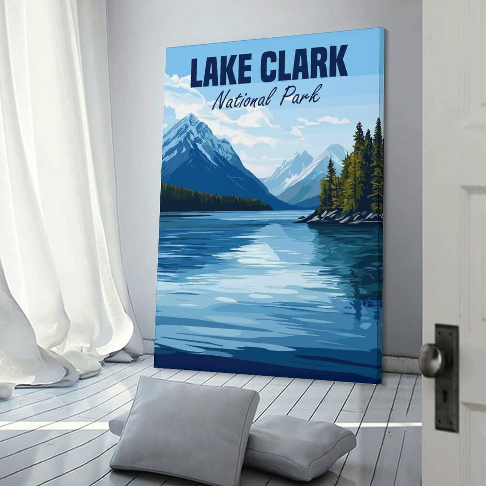 Junmoney Home Decor Wall Art Lake Clark National Park, 20x30inch(50x75cm), for New Homes, Bedrooms Or Workspaces, Decorative Present for New Homes