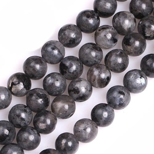 Miniatura 7 de Adabele GF20-8 - 2 hebras de piedras preciosas curativas de labradorita negra natural, larvikita negra, 0.315 in (0.31 pulgadas), cuentas de piedra