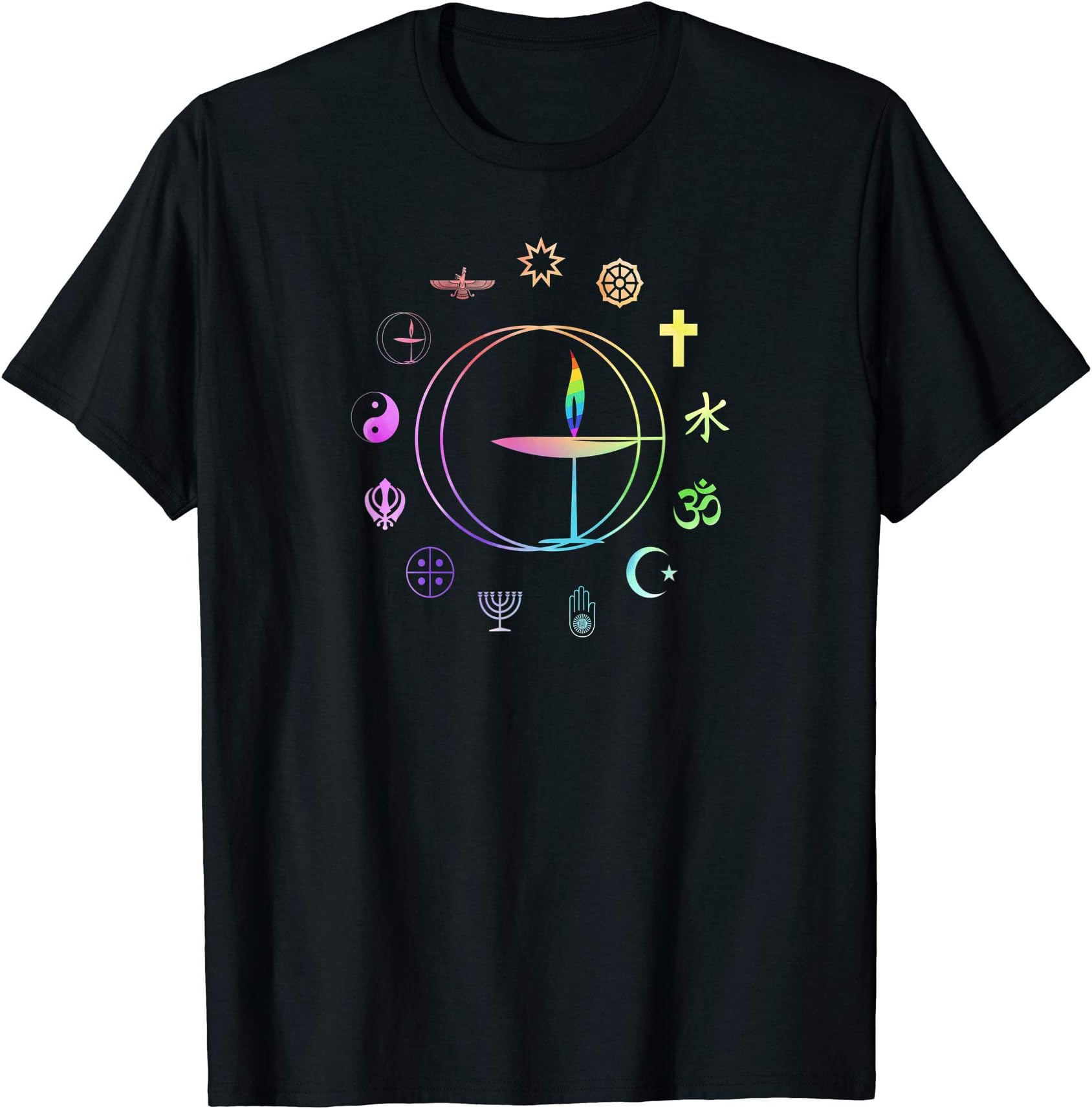 Unitarian Universalist T Shirt - Rainbow UU Chalice T-ShirtOEKO-TEX STANDARD 100