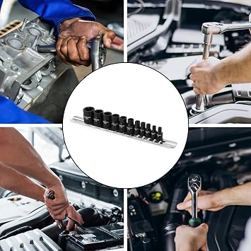 CASOMAN 11PCS Female Torx Socket Set, E Torx & Star Socket Set with Rail, E4 - E20 Torque Sockets