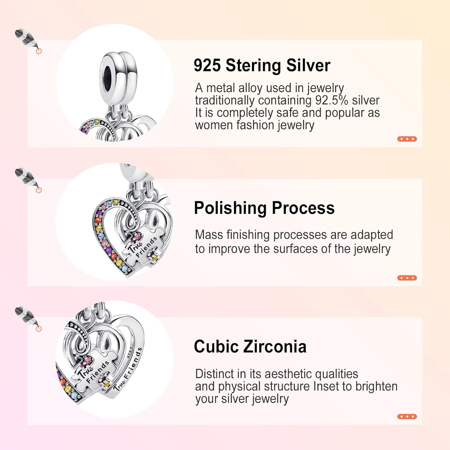 Annmors Charms for Bracelets 925 Sterling Silver Family Friends Angle Love Heart Dangle for Women Bracelet & Necklace Pendant - Image 4