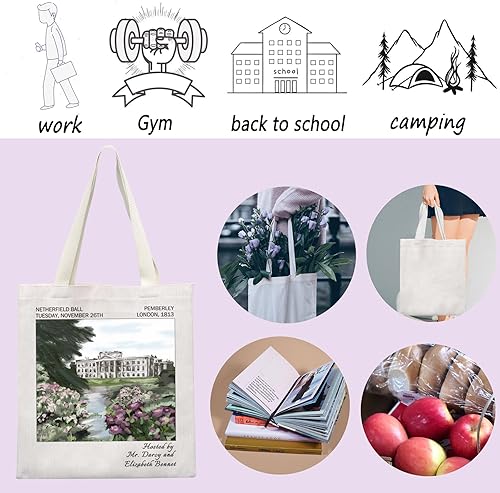 Miniatura 3 de ENSIANTH Funda de libro de Pride Reader con cremallera para regalo para amantes de los libros de prejuicios de JA Novelist (bolsa de paseo)