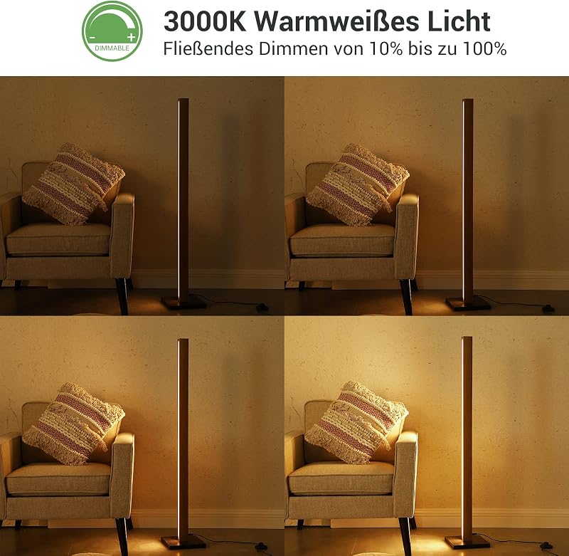 EDISHINE Fa Álló Lámpa LED 18W Dimmelhető Boho Vintage Meleg Fehér 3000K