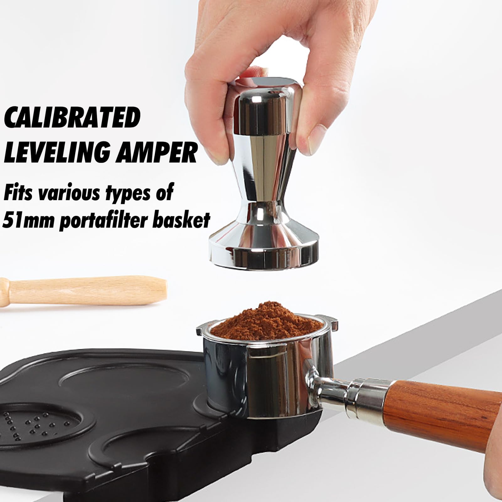 Tamperstation, espresso tamperstation, espresso tamperstation en klopbox, espresso tamper station, koffieaccessoires, organizer, met verdeler zeefhouder, puck -zeef-accessoires (51-54 mm, Pro