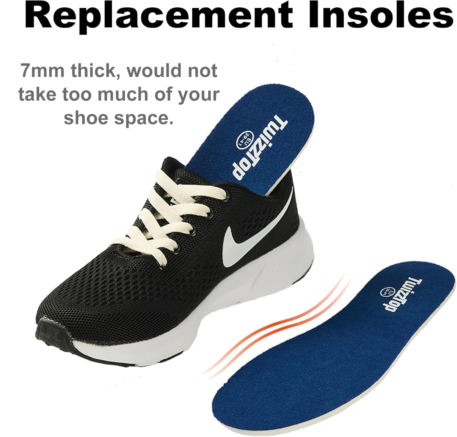 Thin Memory Foam Insoles for Women Men Kids, Cut-to-Size Thin Inserts for Sneakers, Casual Shoes, Work Boots, Walking Shoes, Insole Replacement Kids, Comfortable and Durable Navy-42-44 - Image 5