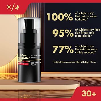 Intense Filler Anti-Wrinkle Concetrate Face Serum, Reduces Wrinkles, Provides Firmness, Elasticity and Luminosity to Skin, 15 ml, Gerovital H3 Derma Premium Care