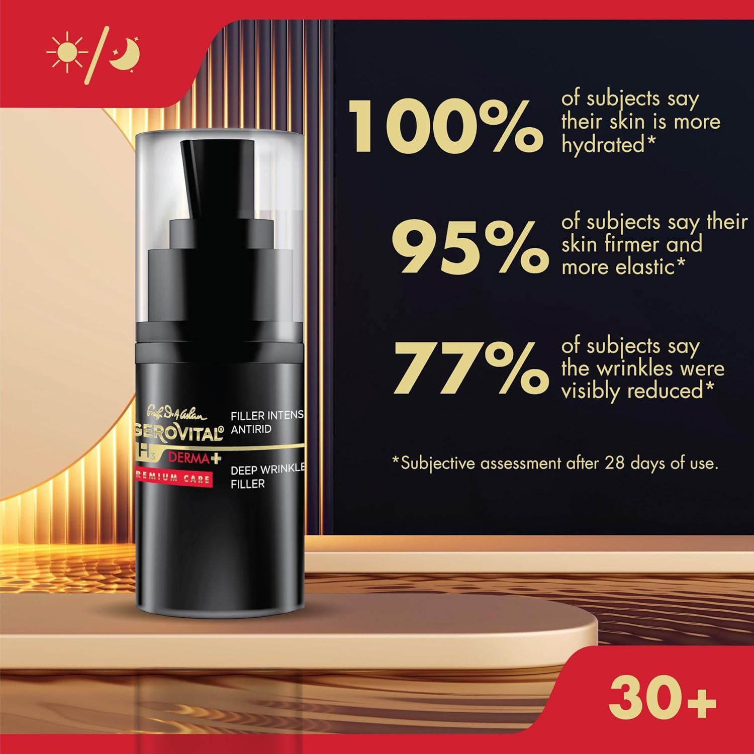 Gerovital H3 DERMA+ PREMIUM CARE Smoothing Face Serum – Hydrating and Firming Formula for Mature Skin, 15ml