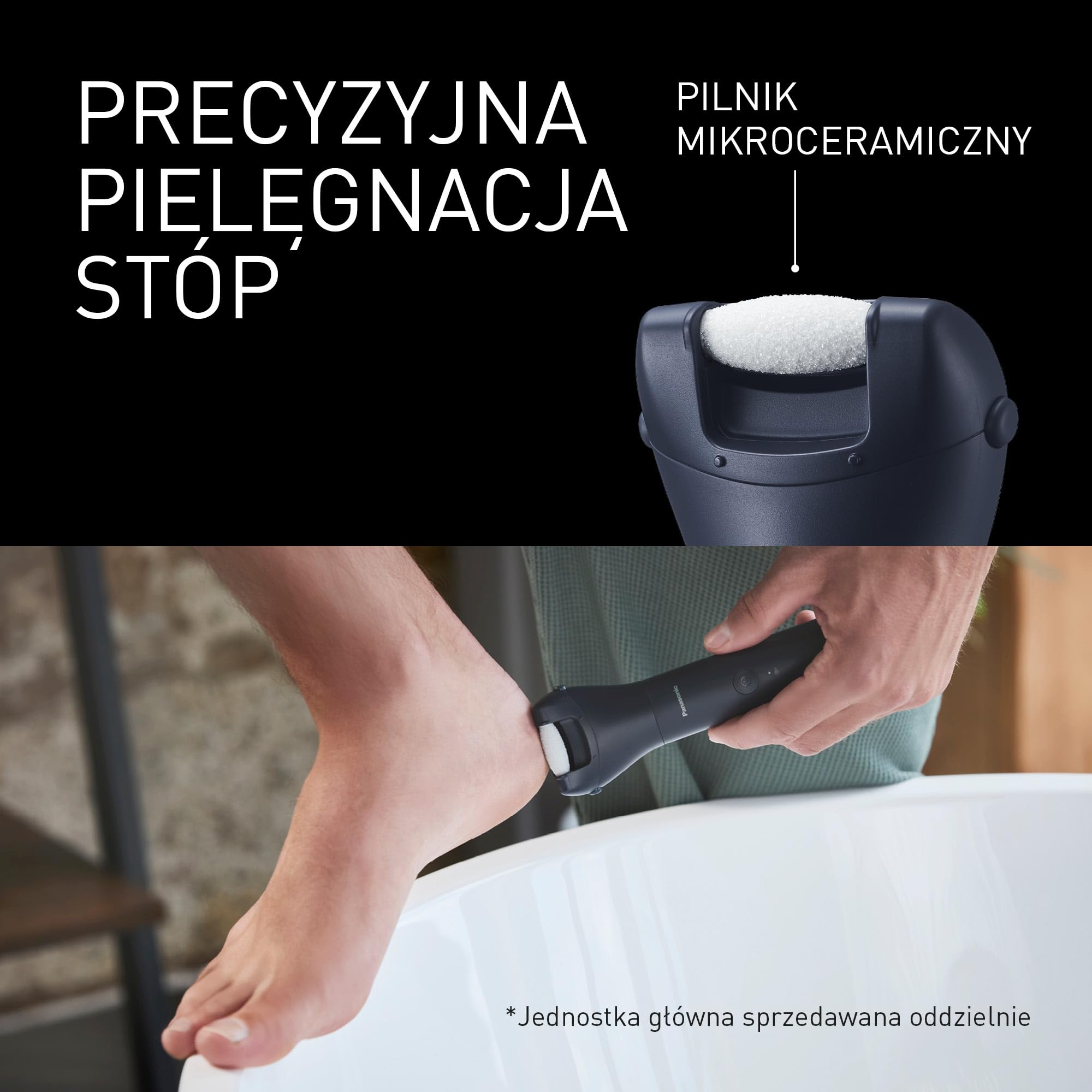 Panasonic ER-CFC1-A503 MULTISHAPE [Modułowy System Do Pielęgnacji Osobistej] Nasadka do Pielęgnacji Stóp, Elektryczna Tarka do Stóp, Usuwanie Zrogowacialego Naskórka, Mikroceramiczna, Czarna