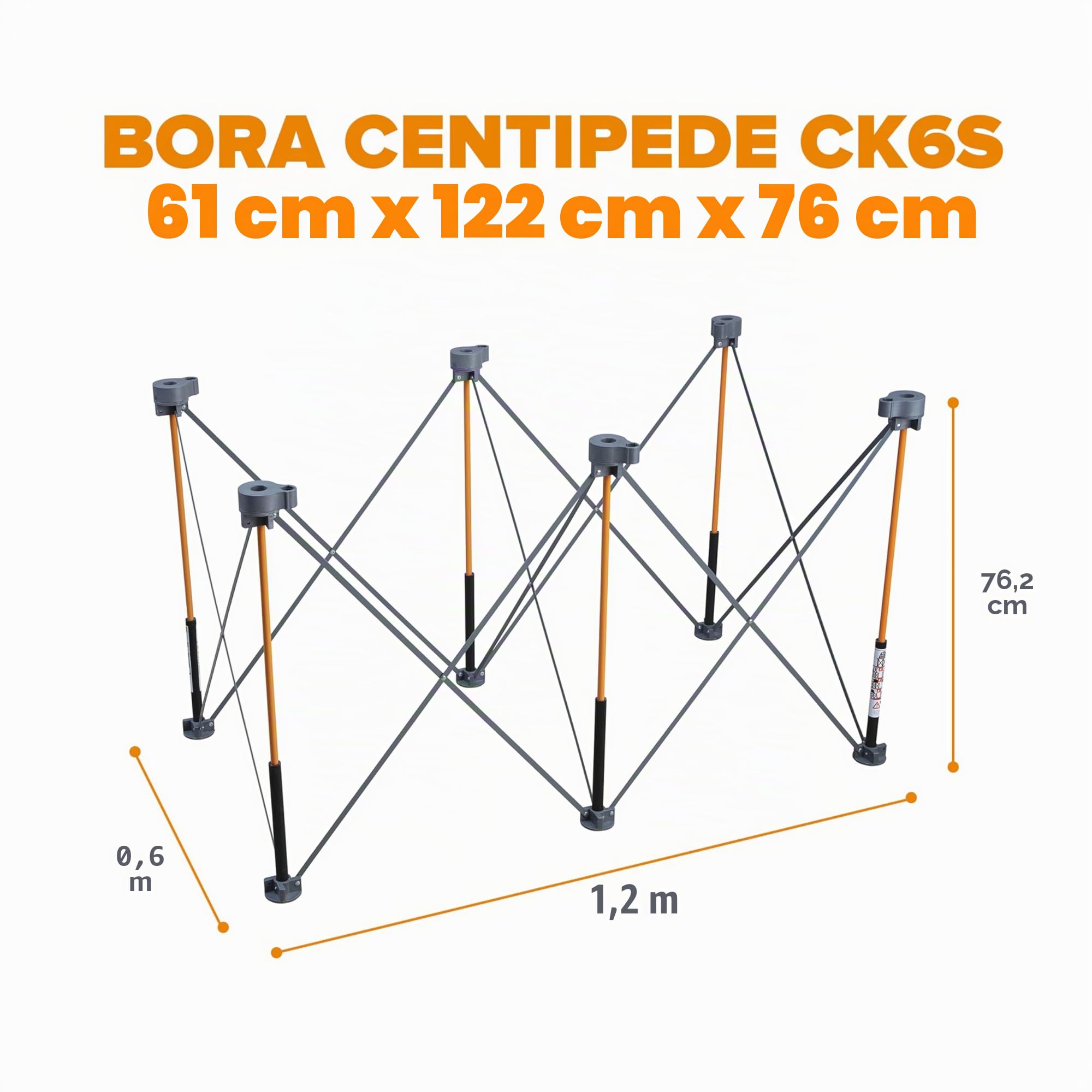 Bora Centipede CK6S Arbeitsständer tragbarer Tisch Sägebockstütze zusammenklappbare Stahlbeine orange schwarz 2 Ft x 4 Ft