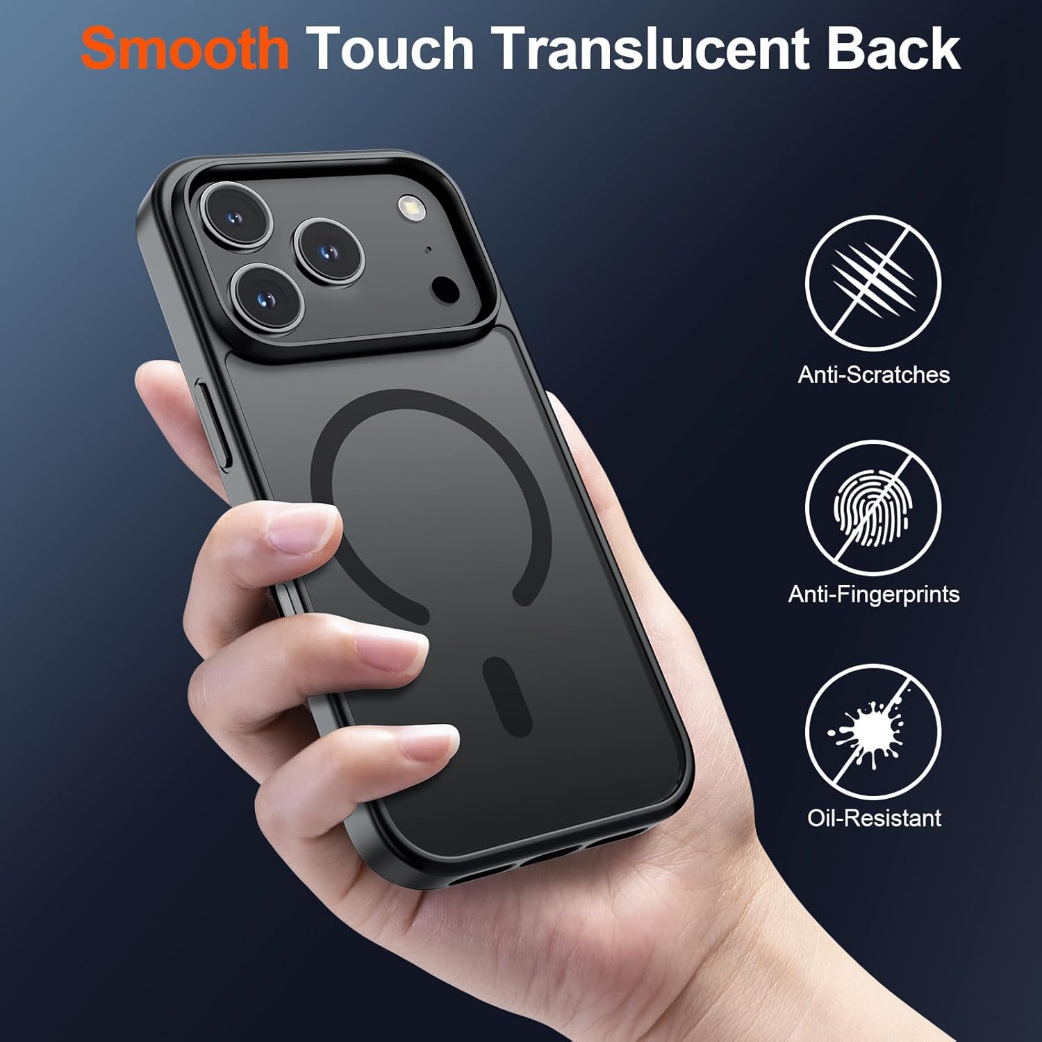 SUPFINE Magnetic for iPhone 17 Pro Max Case (Compatible with MagSafe)(Military Grade Drop Protection) Translucent Matte Shockproof with Anti-Fingerprint Phone Cover, Black