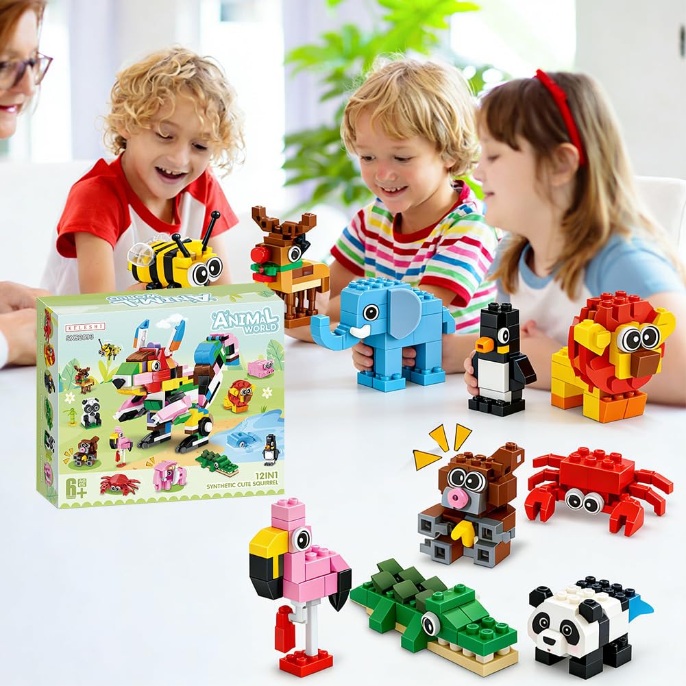 Dinosaur Building Blocks Party Favors for Kids 12 Packs Mini Animals Building Blocks Toy - Image 4