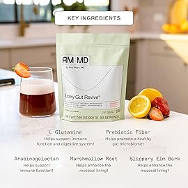 Amy Myers MD Leaky Gut Revive - Gluten-Free & Non-Dairy - Botanical Blend for Healthy Gut Support - GI Health Support with Prebiotic Fiber - Strawberry Lemonade, 7.09 oz (30 Servings)