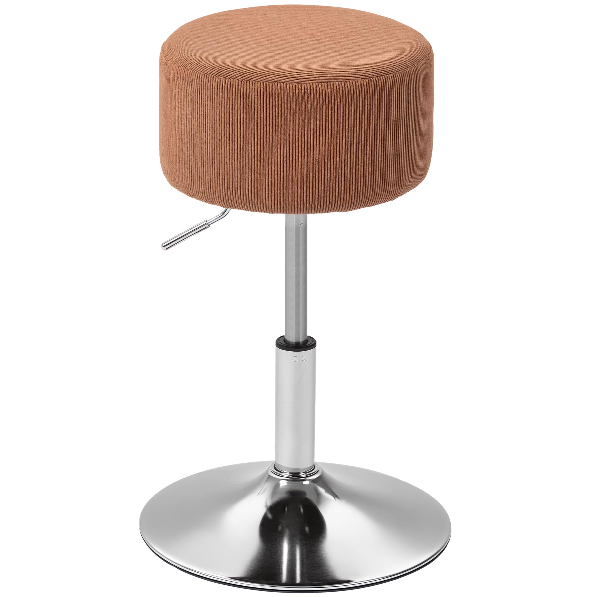 HOMCOM Taburete de Bar Taburete Giratorio Regulable en Altura 52-66 cm Tapizado en Pana Giratorio en 360° Silla Alta para Cocina Comedor Tocador Mostrador Marrón