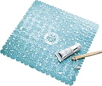 Vista 1 de iDesign Pebblz Suction Non-Slip Square Bath Mat for Shower, Bathtub, Stall, 22" x 22", Blue