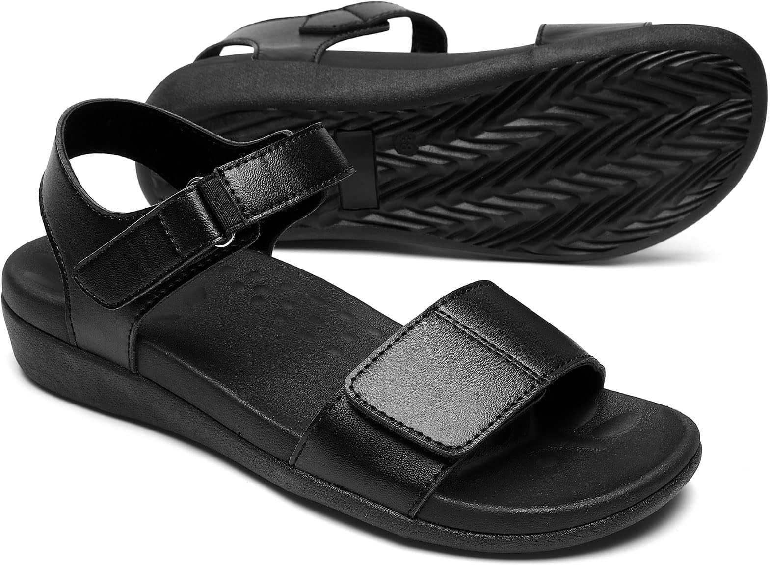 Comfortable Arch Support Walking Sandals for Women, Plantar Fasciitis Slides with Soft Straps, Orthotic Sandals with Anti Slip Lightweight Sole