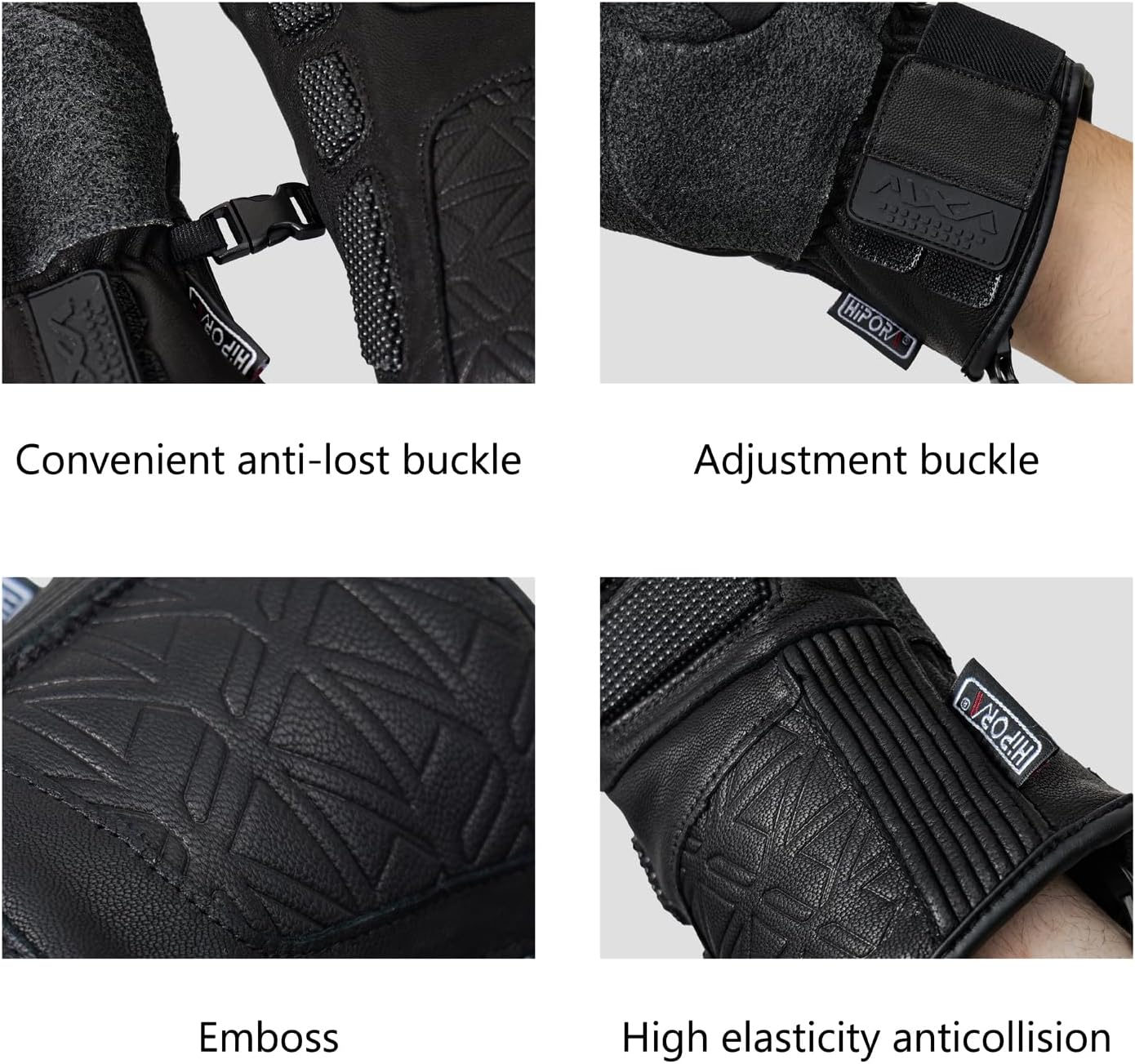 VXW Snowboard &Ski Racing Mittens with Wrist Guard- Goat Leather& Carbon Fiber& Kevlar Protection for Snowboarding Skiing, Waterproof Windproof with 3M Thinsulate Insulation
