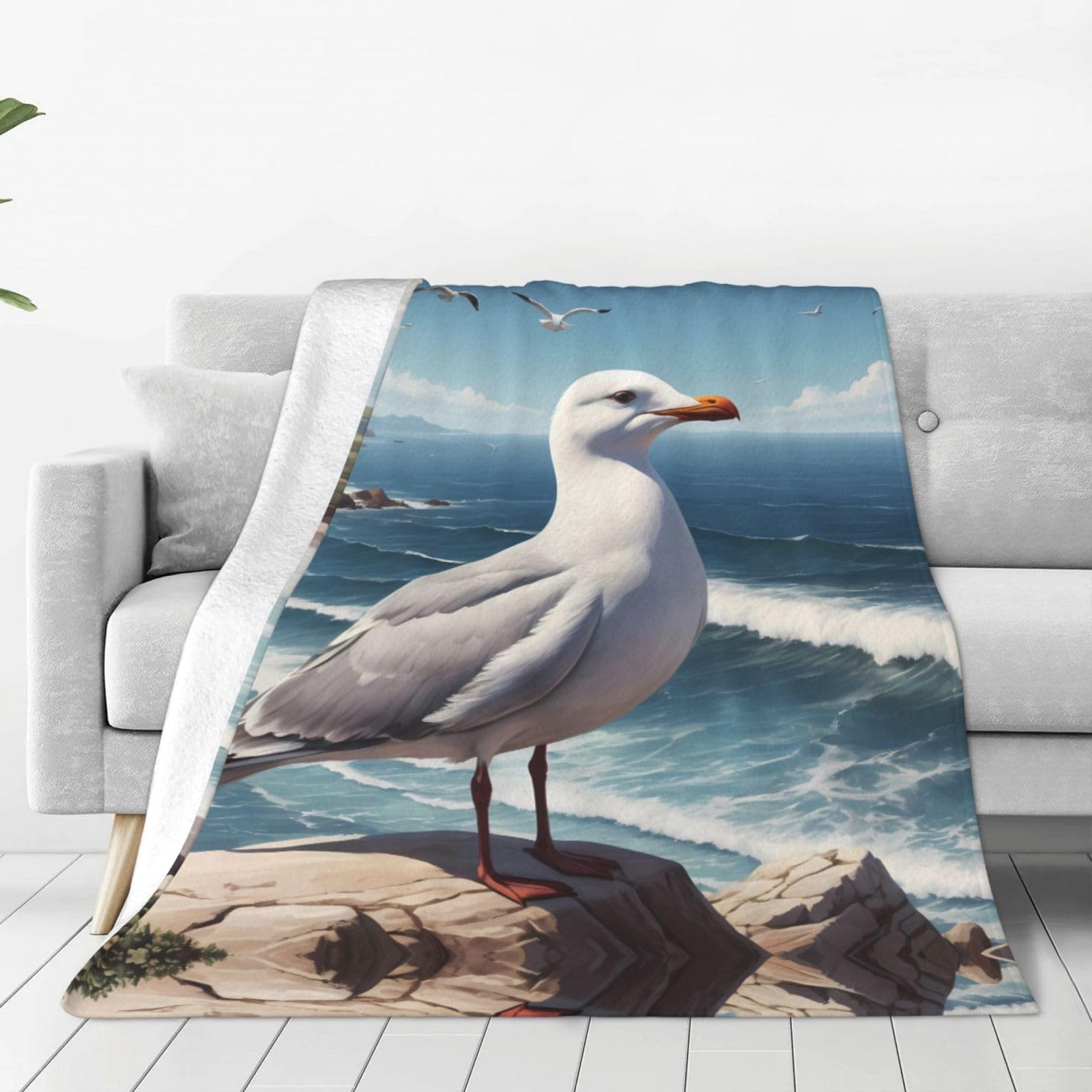 Couverture polaire douce à motif mouette | Confort premium haut de gamme