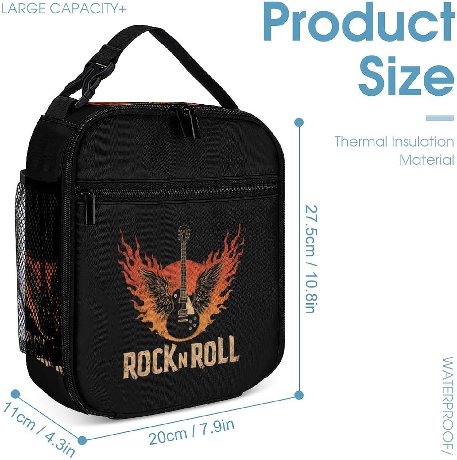 Rock Guirat And Roll Novelty Backpack Set with Lunch Bag Pencil Cases image 4
