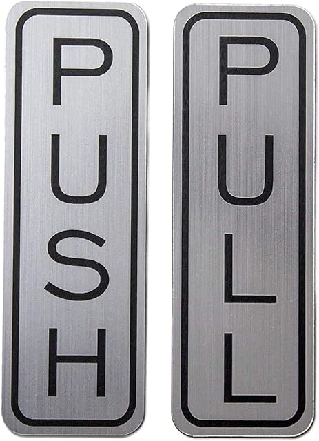 zolto collection Brushed 304 Grade Stainless Steel Premium Push/Pull Set Door Sign (Vertical 1 Pair: 2 pcs) self Adhesive 5 x 1.5 inch Stylish
