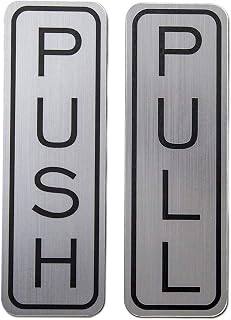 zolto collection Brushed 304 Grade Stainless Steel Premium Push/Pull Set Door Sign (Vertical 1 Pair: 2 pcs) self Adhesive 5 x 1.5 inch Stylish