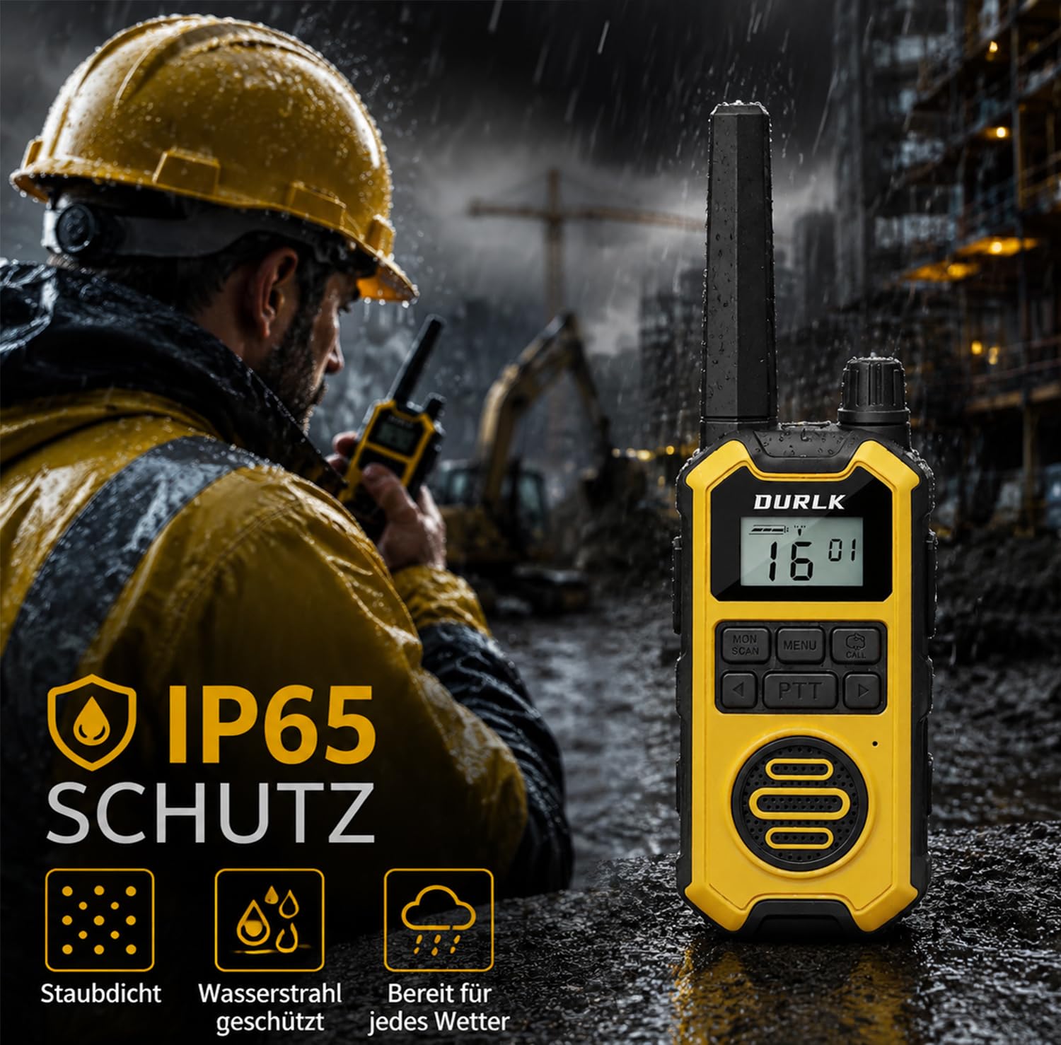 Walkie Talkie Erwachsene 2er Set,2500mAh Wiederaufladbar, Funkgeräte Lizenzfrei Mit Ladestation Und USB-C,IP65 Wasser Und Staubgeschützt,VOX,Doppel-Ptt,LED-Taschenlampe Für Baustelle & Outdoor