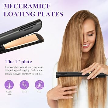 Pencil Straighteners, Mini Hair Straightener and Curl 2 in 1 with 3D Floating Panel, 4-Step Temperature Setting, Anti-scalding and 10s Quick Heating for Travel - Quick Styling