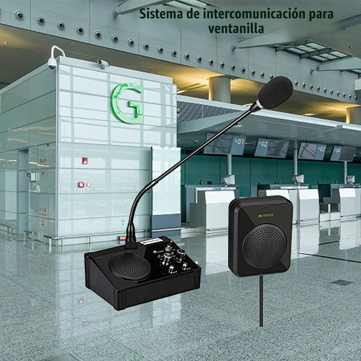 Retekess TW106 Altavoz de Ventana, Sistema de Intercomunicación de Mostrador, Intercomunicador de Ventana de 2 Vías para Escuela, Ventanilla de Boletos, Consultorio Médico, Clínica, Banco | Intercomunicador de Ventana de 2 Vías para Escuela, Ventanilla de