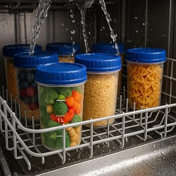 Plastic Soup Containers Freezing, Microwave Safe - 1000ml, 1 Litre - [6 Pack] - Deli With Twist Top Lids, Food Storage Freezer - Airtight Plastic Containers - Dishwasher Safe BPA-Free