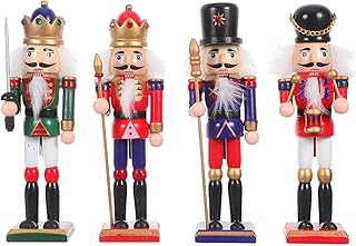 GLEAVI クリスマスくるみ割り人形 4個:木製の小さなクリスマスくるみ割り人形マントルピース卓上センターピース冬のフェスティバル棚の装飾