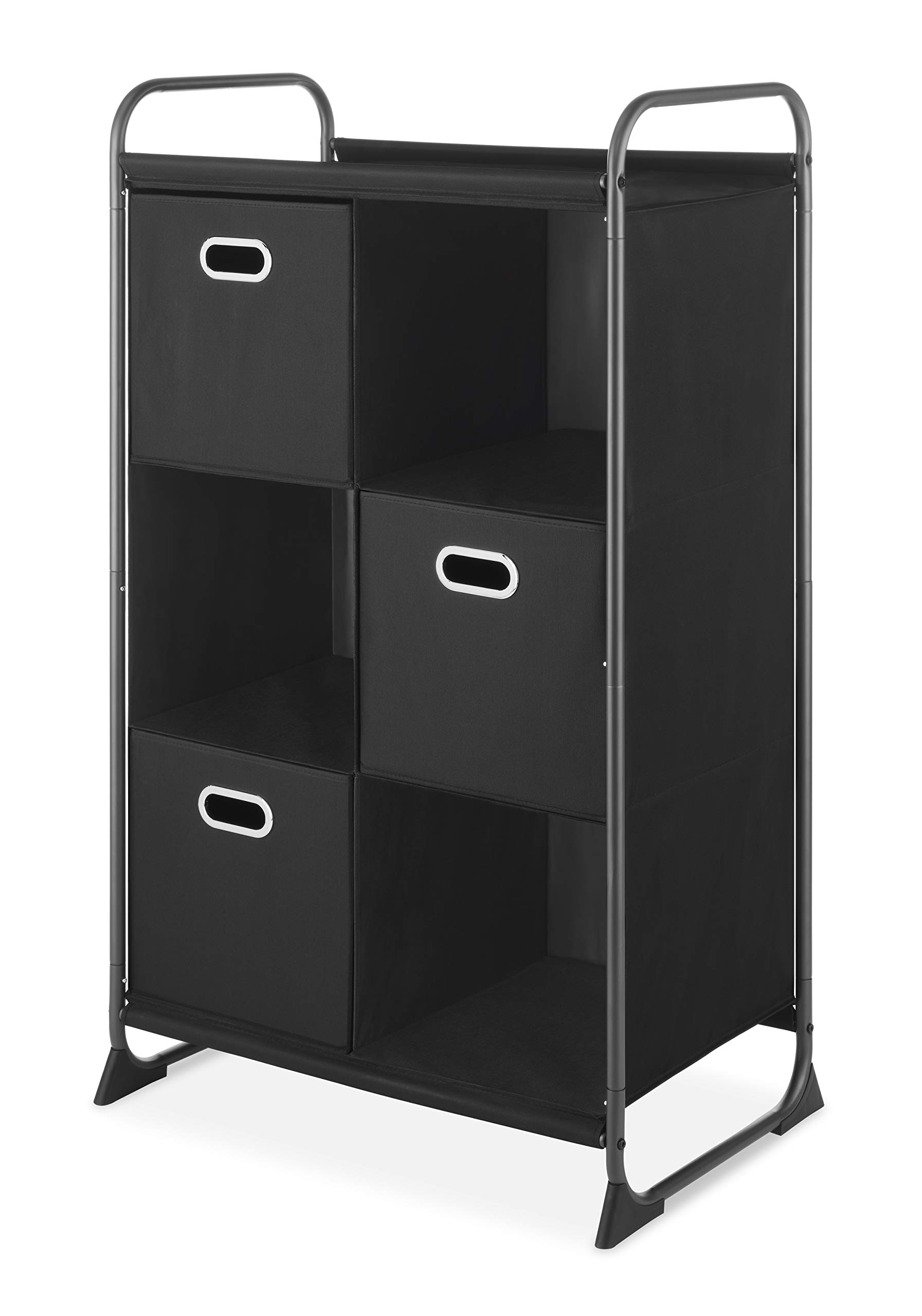 Whitmor 6 Section Cube Organizer with 3 Drawers, Silver/Black