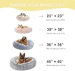 Bedfolks Calming Donut Dog Bed, 36 Inches Round Fluffy for Large Dogs, Anti-Anxiety Plush, Machine Washable (Brown, Large)