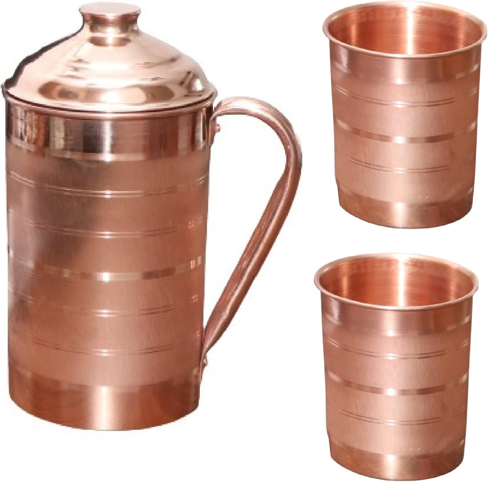 Metal Mission Copper Tamba Glass and Tamba Jug Set - 2 Pieces, Copper, 250 ml, 2 Litre
