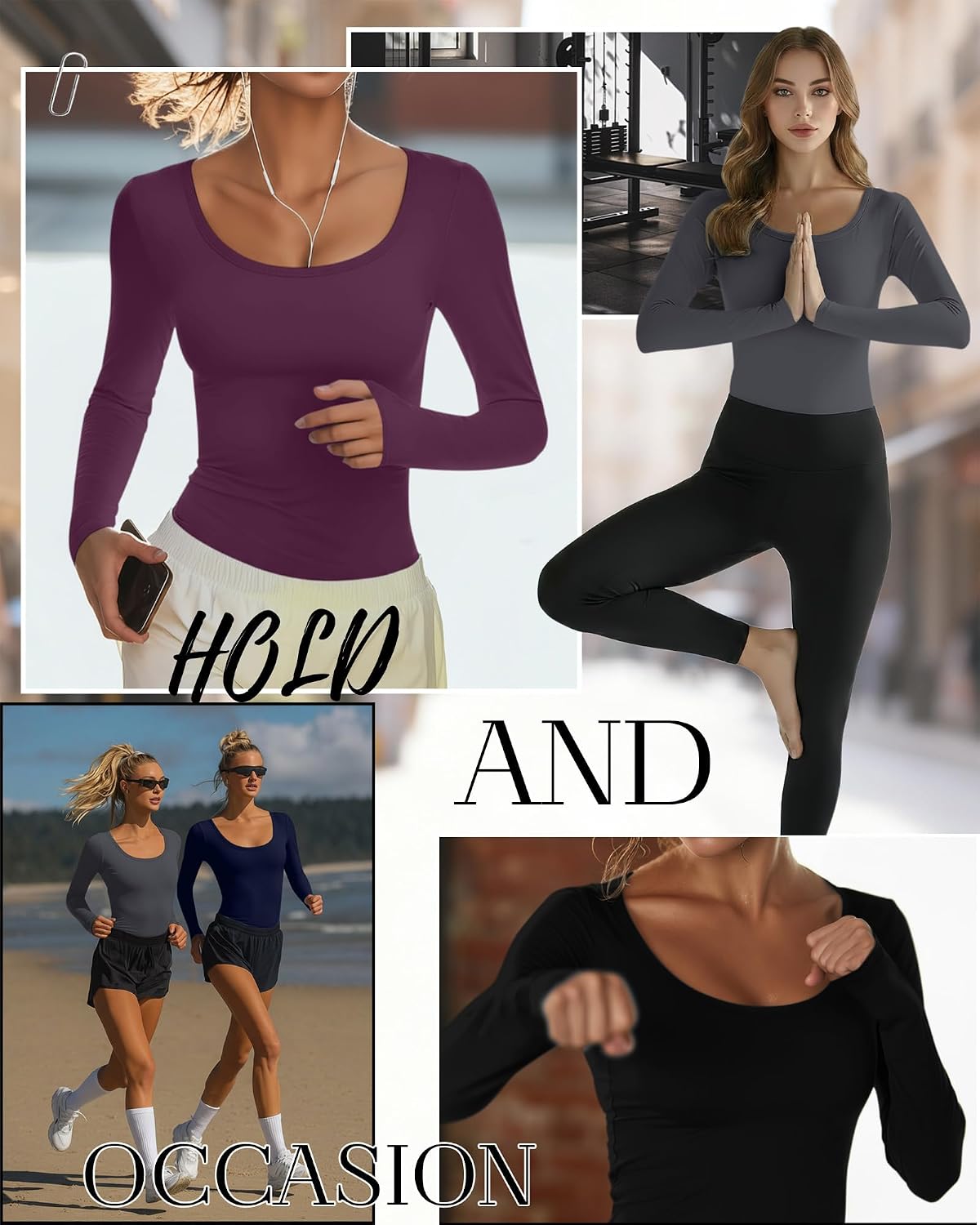 4 Pack Women's Compression Shirts Long Sleeve Yoga Tops Workout Athletic Base Layer Lightweight Quick Dry T-Shirt
