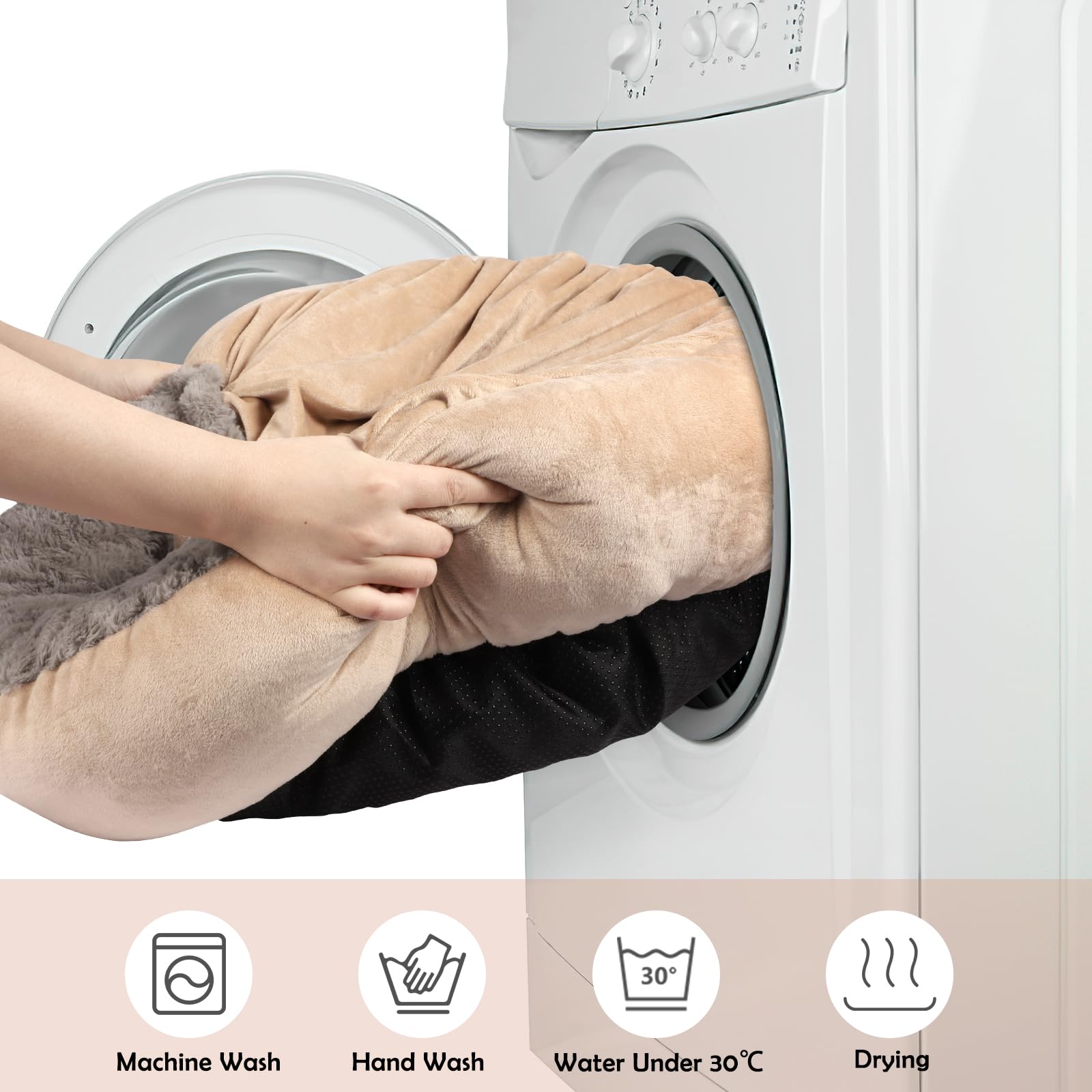 JOEJOY Cama pequeña para perros y gatos con manta con capucha, acogedora cama de lujo para cachorros, cama redonda calmante antiansiedad para perros, cama cueva para madriguera, parte inferior