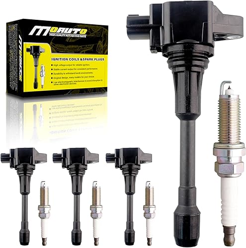 Juego de 4 bobinas de encendido UF549 22448-1HM0A y 4 bujías de iridio compatibles con Nissan Sentra Altima Cube Rogue Versa Infiniti FX50 M56 QX60