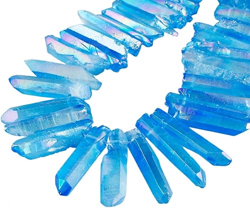 mookaitedecor Puntos de cristal de cuarzo de cristal de roca con revestimiento de titanio, cuentas sueltas, palillos de picos perforados en la parte