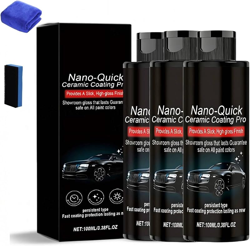 Nano-Quick Ceramic Coating Pro per automobili, 300 ml, Nano Quick Coat Restore-Coating, con tecnologia avanzata in ceramica per effetto vetro antipolvere e lucentezza duratura