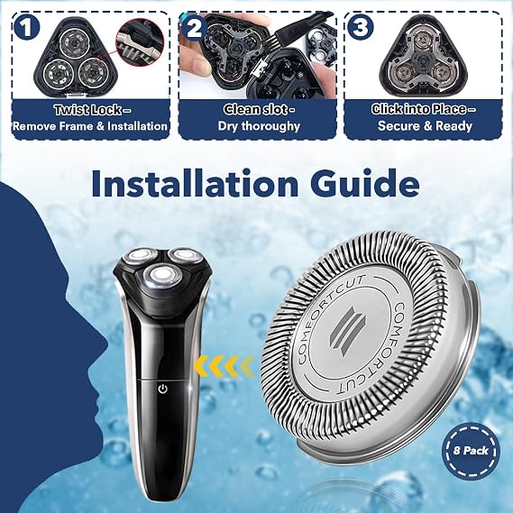 8 PCS SH30/52 Shaving Heads, Compatible with Philips Norelco Shaver Series 1000,2000,3000, S1560 with Durable Sharp Blade, Razor Shaving Heads Blades, for Daily Home and Travel Use